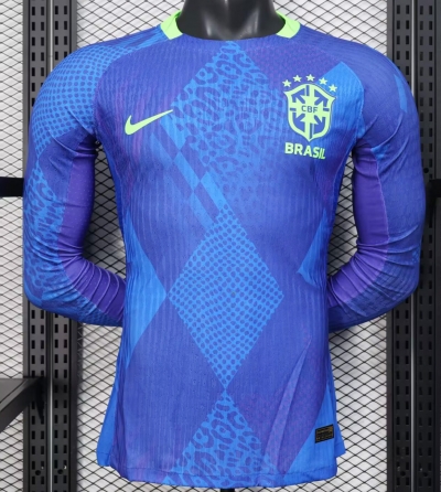 2526 Brazil away Player Version LONG SLEEVE Soccer Jersey