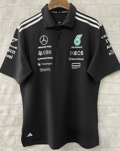 Mercedes 2025 new black F1 polo S-5XL