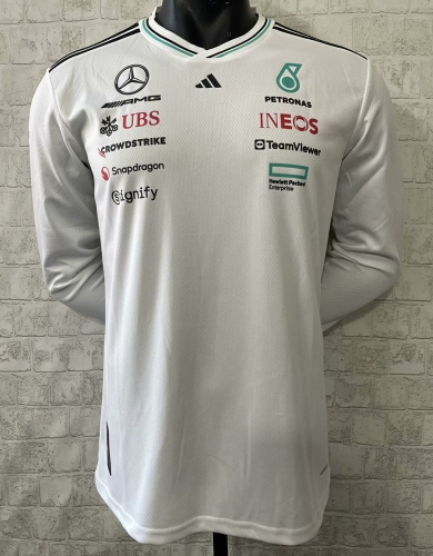 Mercedes 2025 new white F1 long sleeve S-5XL